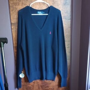 Vintage Ralph Lauren Polo Navy Blue Wool Sweater Size M